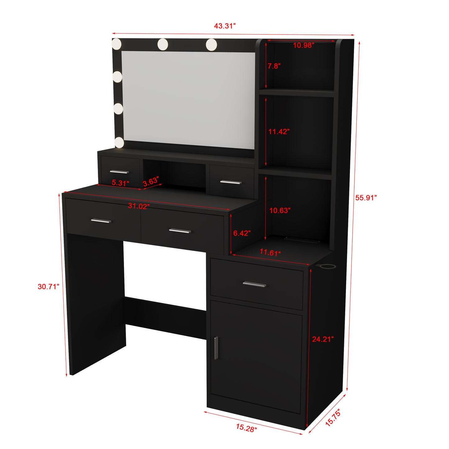 Chic Smart Mirror Vanity with Storage