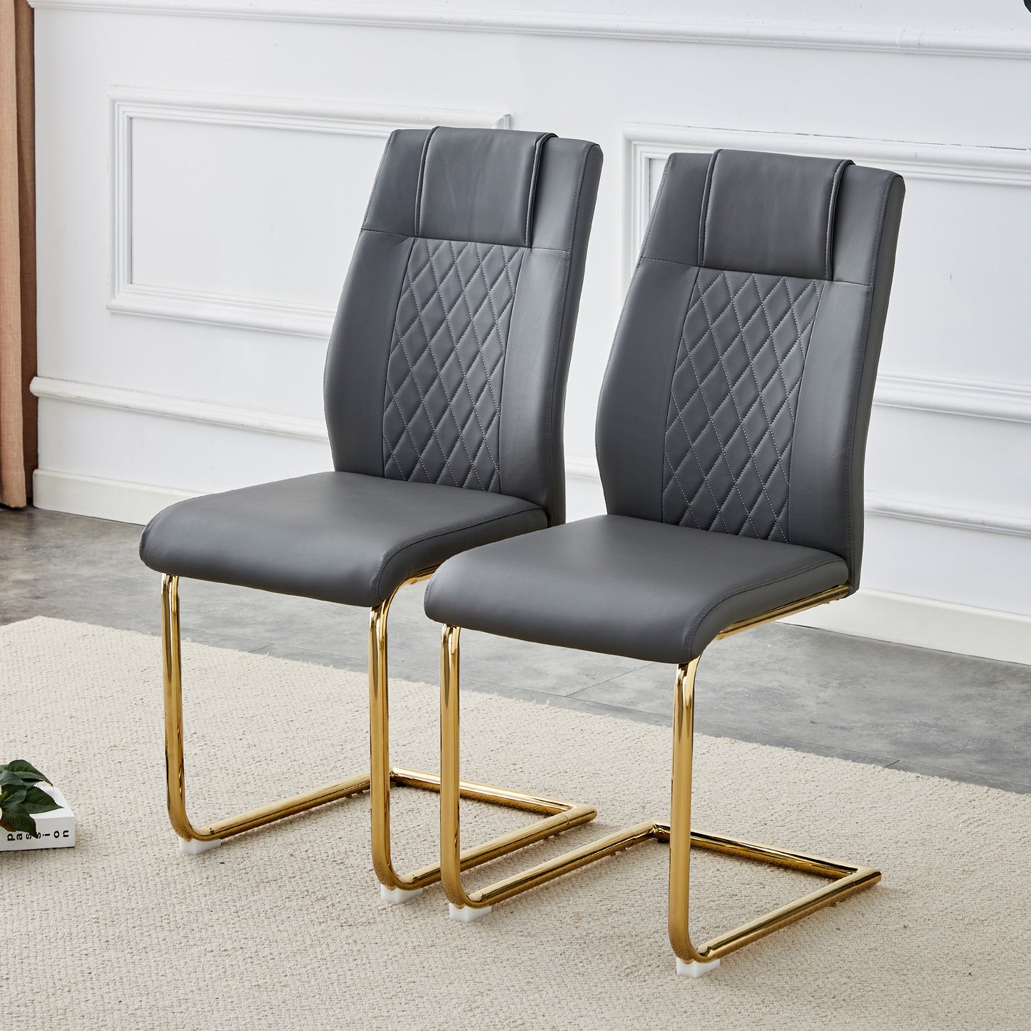 Chic Gold-Legged Dining Chairs Set