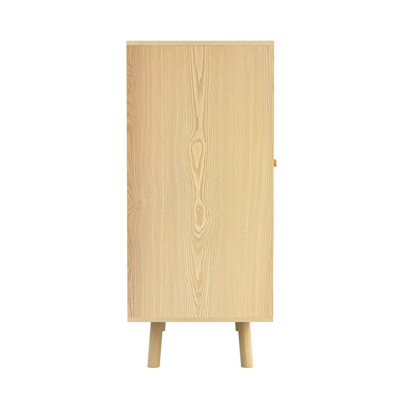 Chic Boho Bar Cabinet with Rattan Doors and Stylish Wine Storage