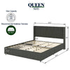 Sleek Grey Linen Wingback Bed with Hidden Storage