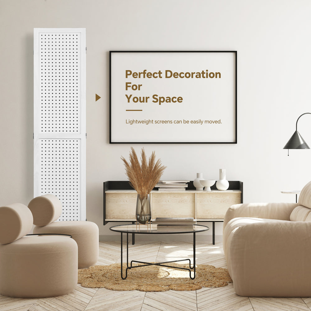 Elegant White Folding Room Divider and Display Board