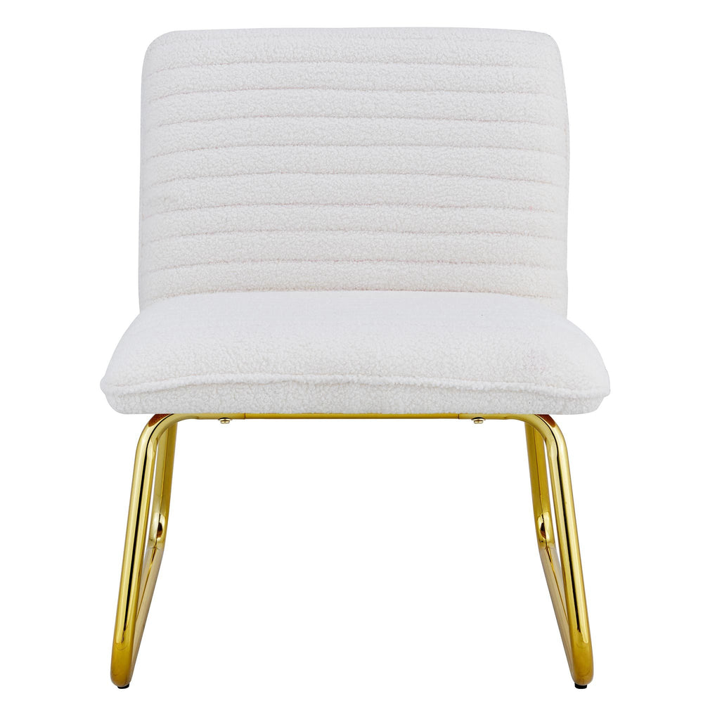 Chic White Armless Sofa Chair with Gold Legs