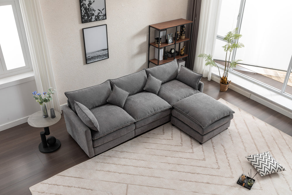 Chic Modular L-Shaped Sofa with Ottoman