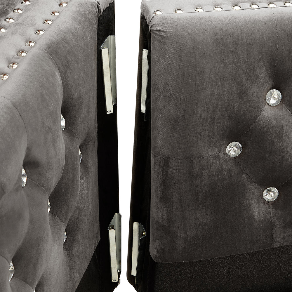 Glam Velvet Sofa with Jeweled Accents