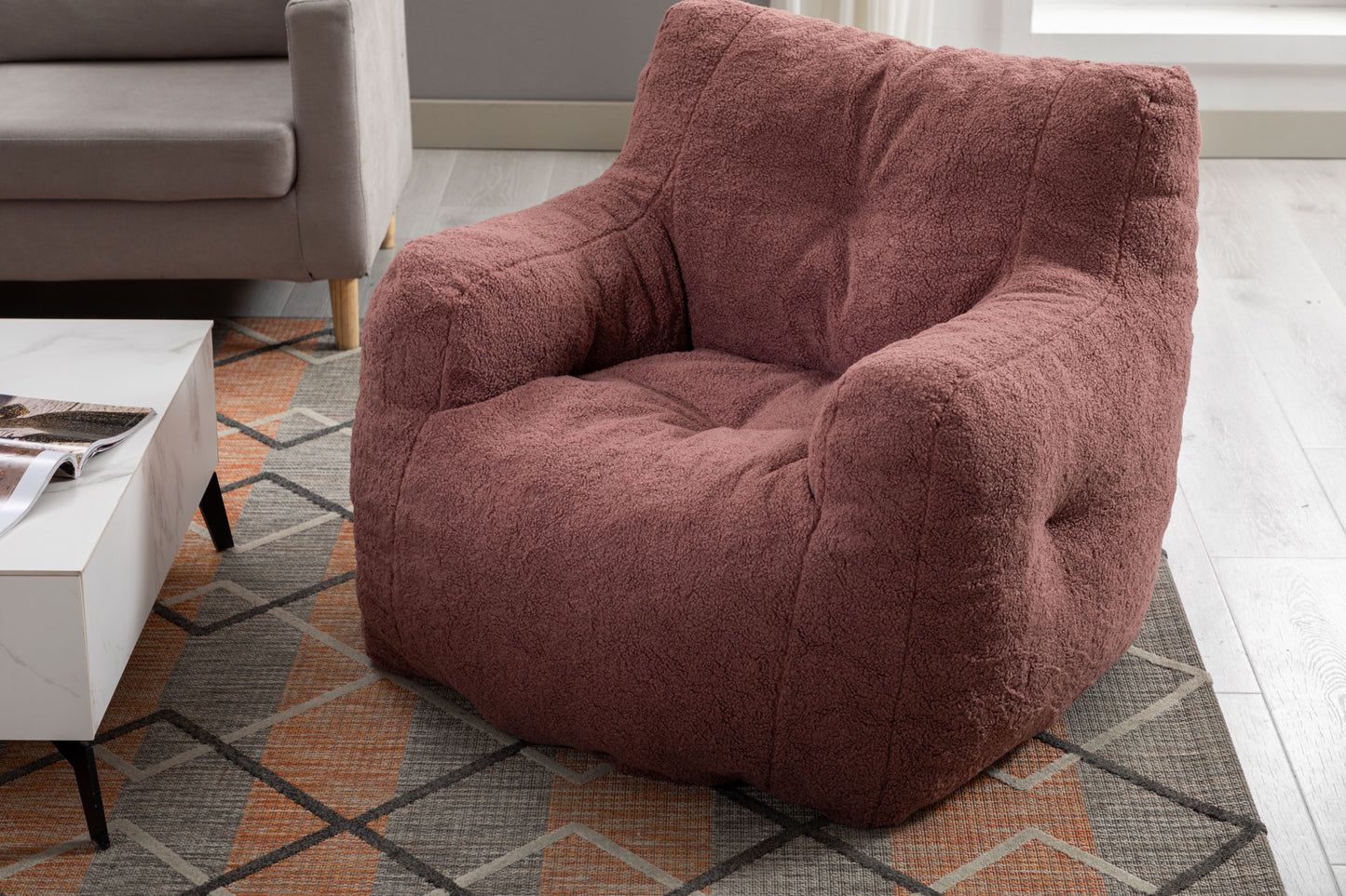 Cozy Teddy Foam Bean Bag Chair