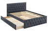 Cozy Charcoal Twin Bed with Trundle and Tufted Headboard