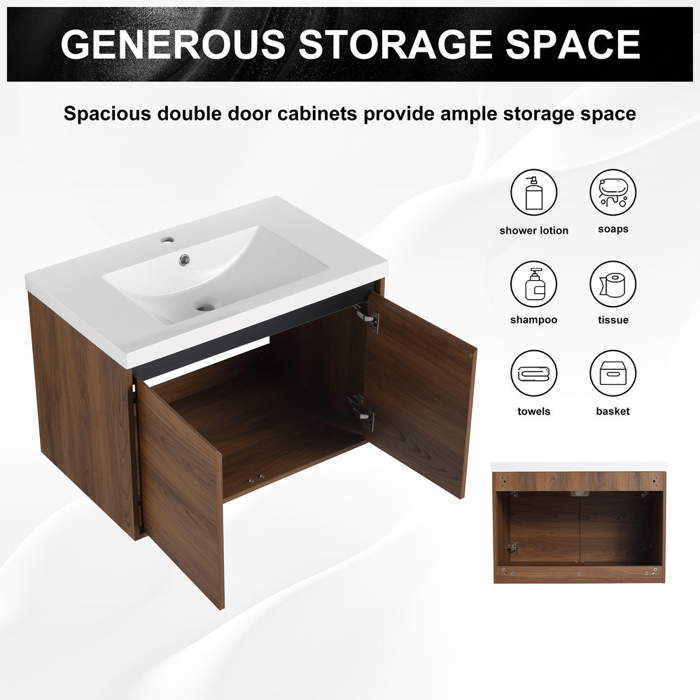 Chic Brown Bathroom Vanity Set with Resin Sink