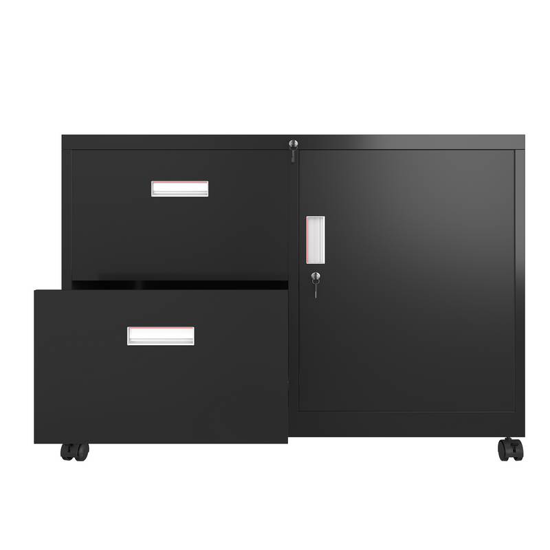 Lockable Mobile Metal Filing Cabinet with Drawers & Adjustable Shelves