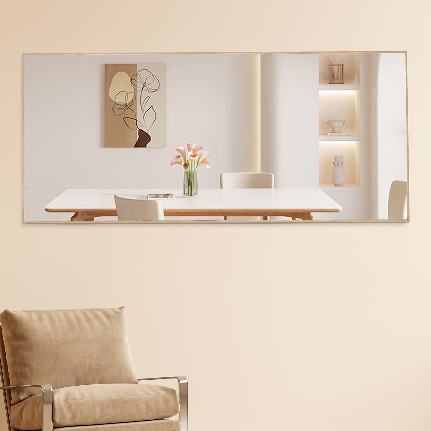 Elegant Full-Length Solid Wood Mirror