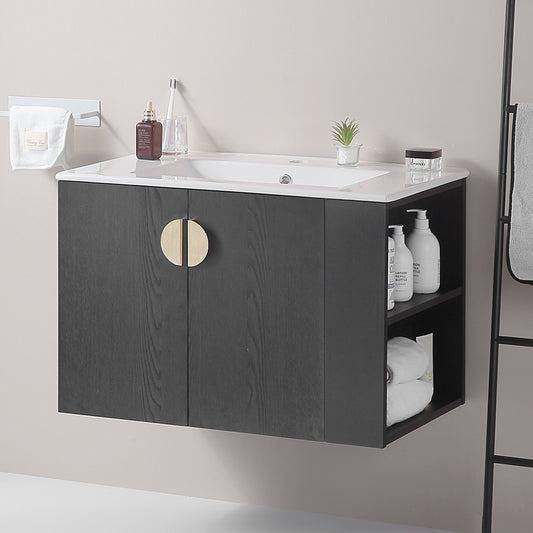 Chic Black Bathroom Vanity with Sink & Storage