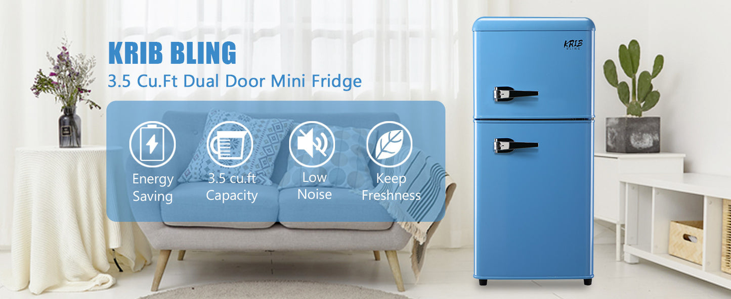 Charming Retro Mini Fridge with Freezer