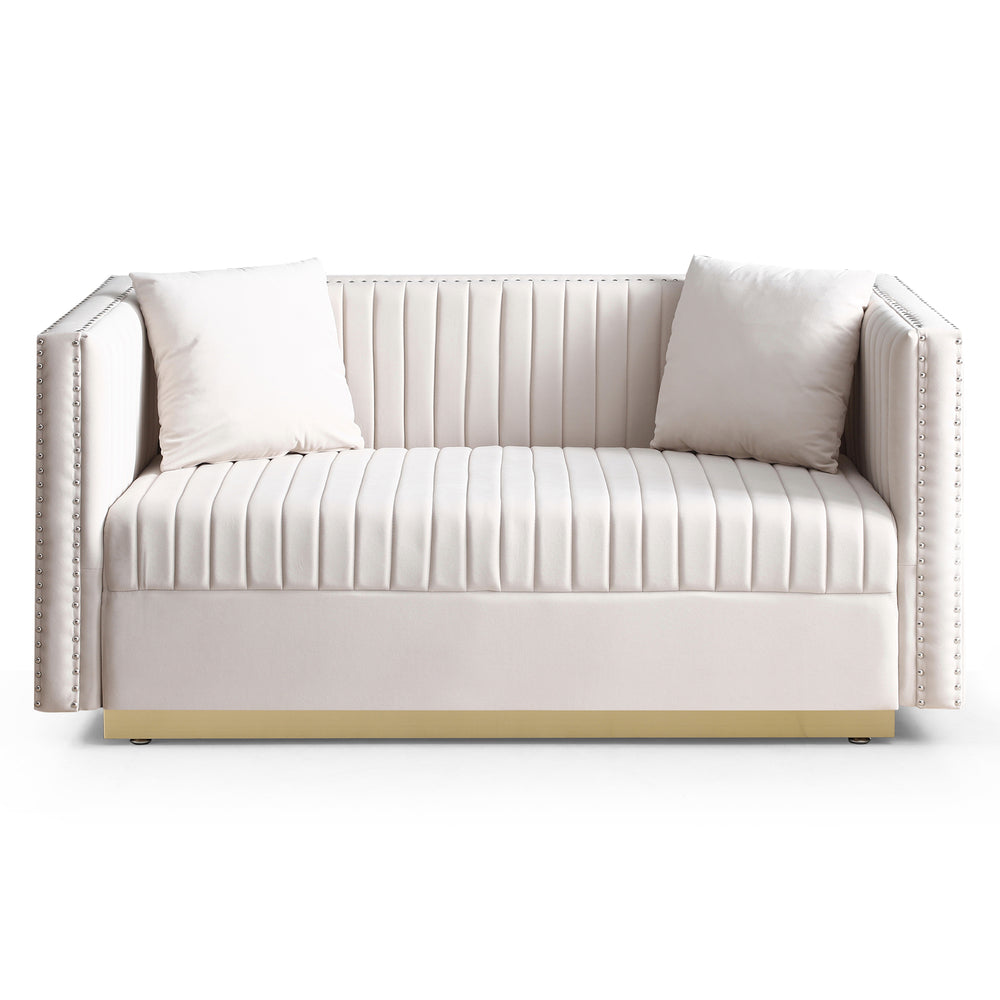 Chic Velvet Channel Tufted Loveseat