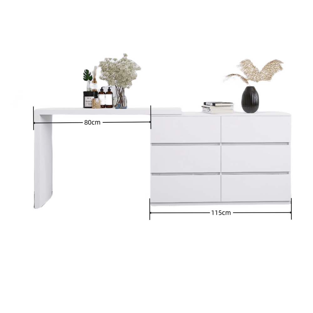 Chic White 6-Drawer Vanity Chest