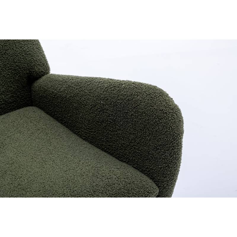 Cozy Rocking Chair with Pocket - Soft Teddy Fabric Glider in Dark Green