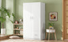 Chic White Wooden Armoire with Double Doors and Ample Storage