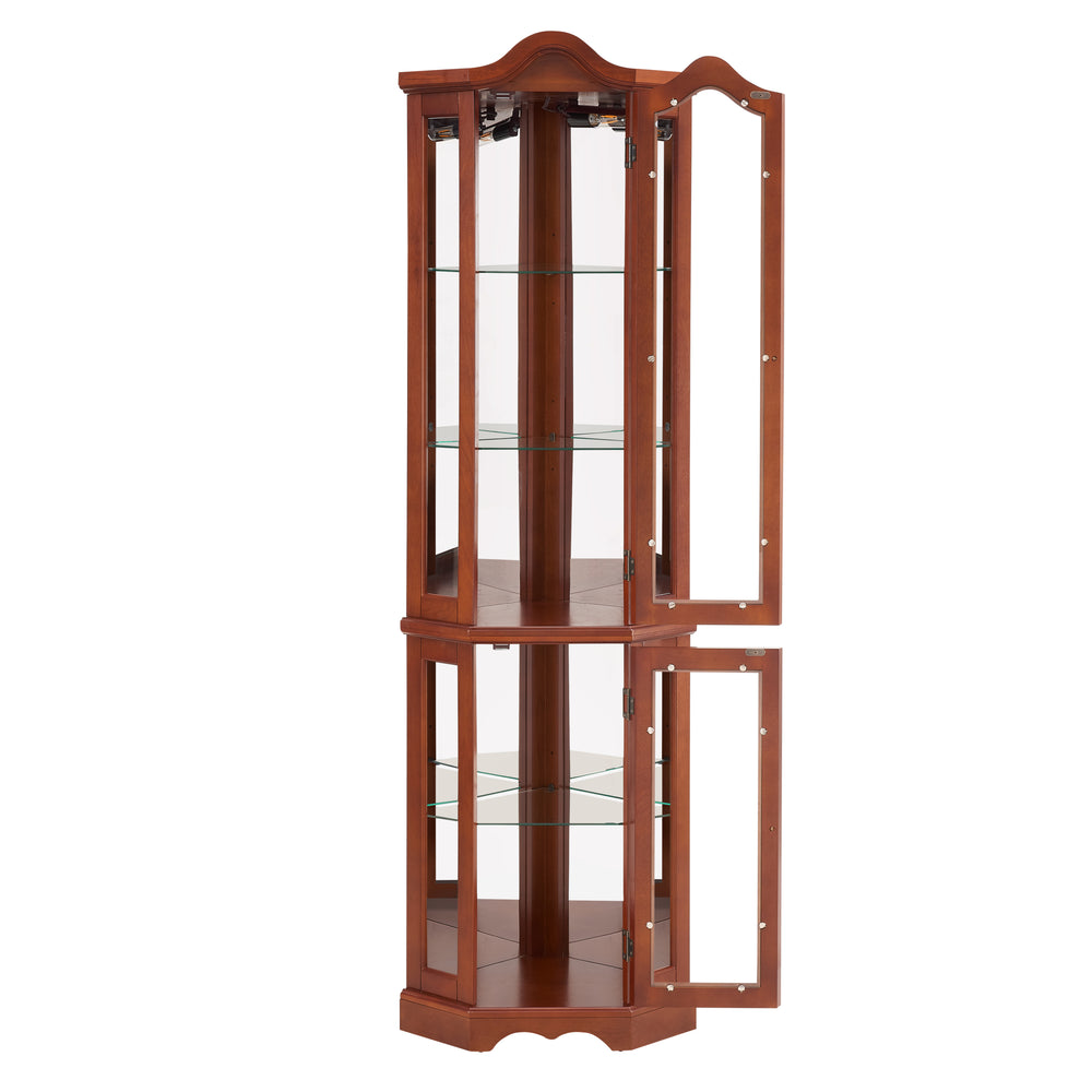 Chic Corner Curio Cabinet with Adjustable Shelves