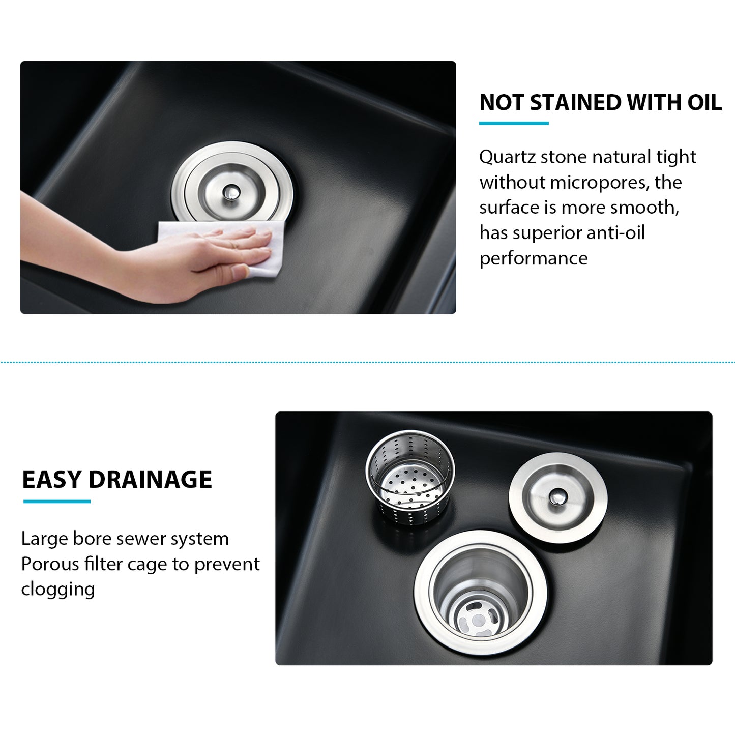 Double Bowl Undermount Kitchen Sink with Strainer