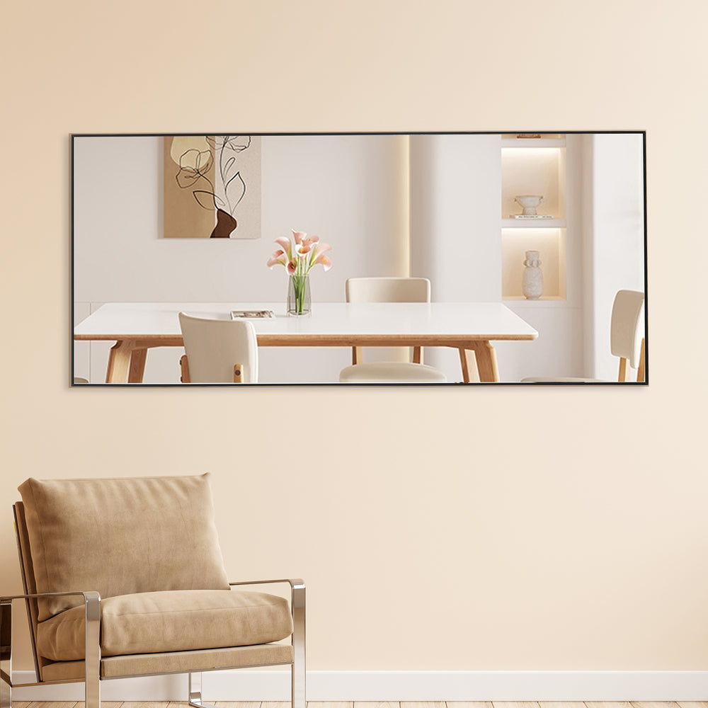 Chic Full-Length Black Wood Mirror