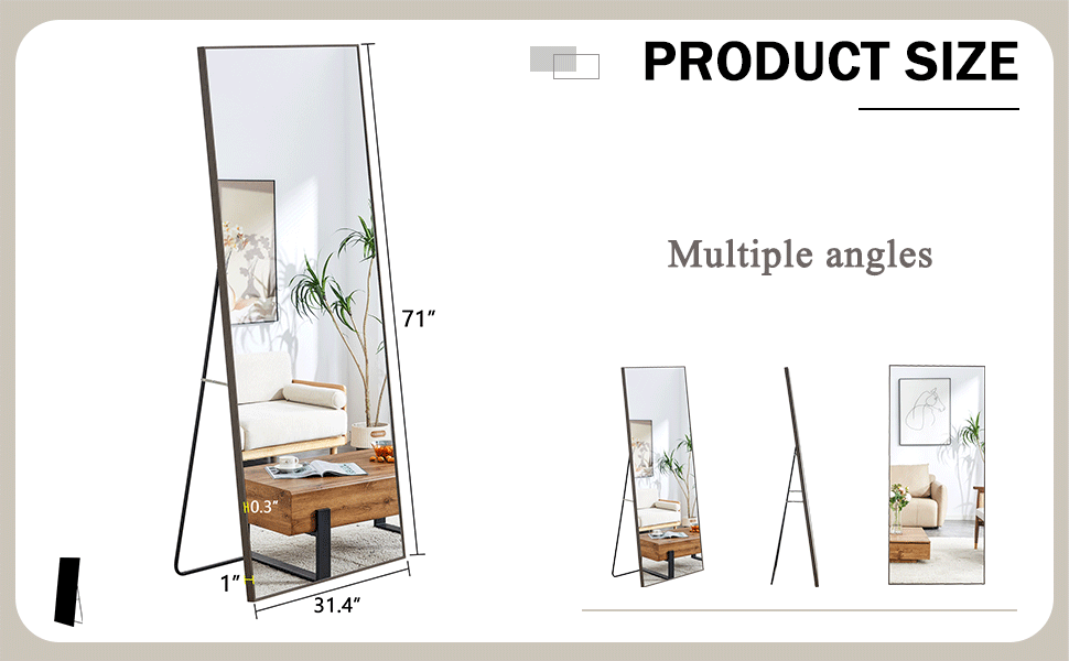 Elegant Full-Length Solid Wood Mirror