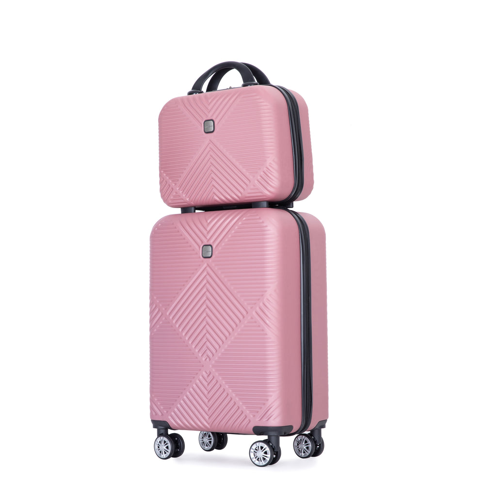 Pink Pop Luggage Duo: Lightweight Suitcases with Spinner Wheels