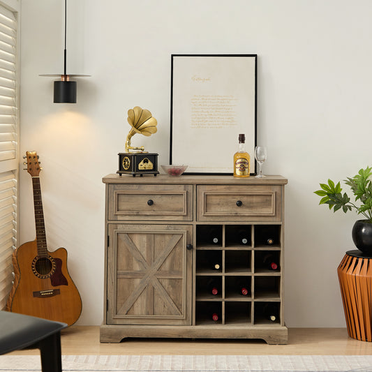 Chic Farmhouse Buffet & Wine Bar Cabinet