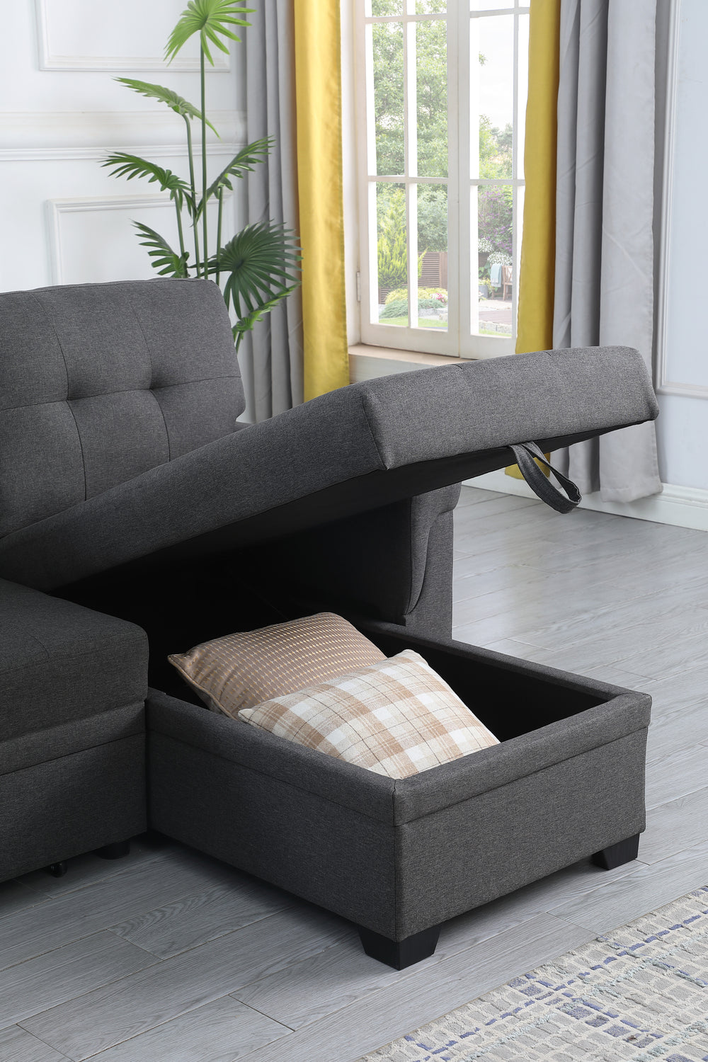 Cozy Gray Reversible Sleeper Sofa with Storage Chaise