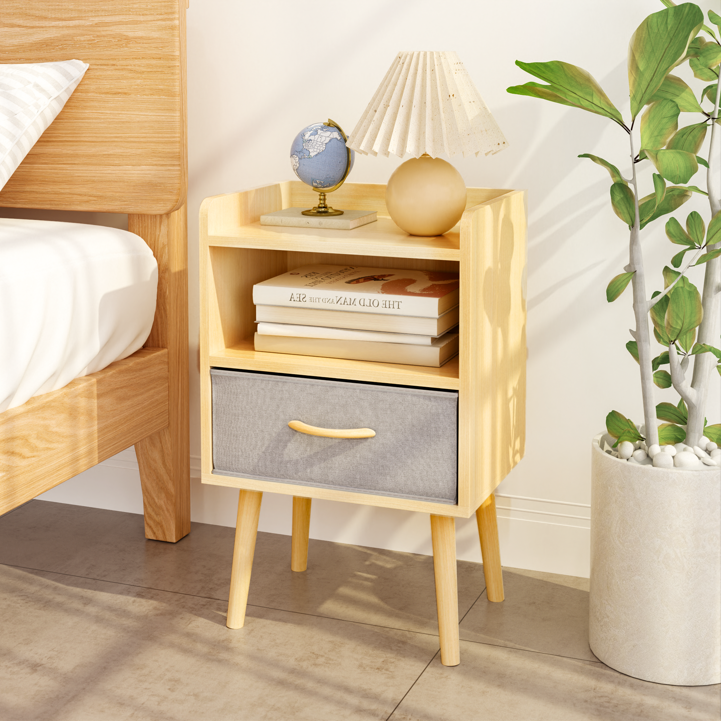 Cozy Oak Storage Nightstand