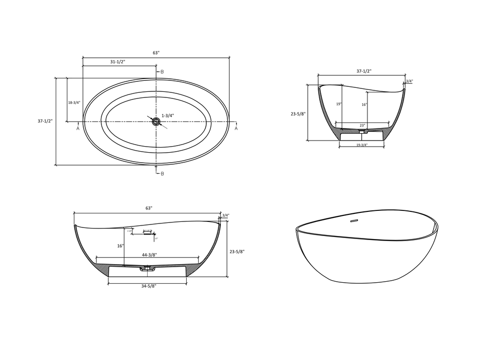 Elegant Soaking Tub - Freestanding Matte White Bliss