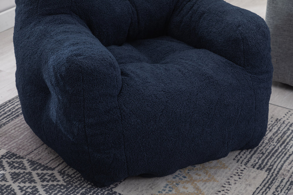 Cozy Teddy Bean Bag Chair in Dark Blue