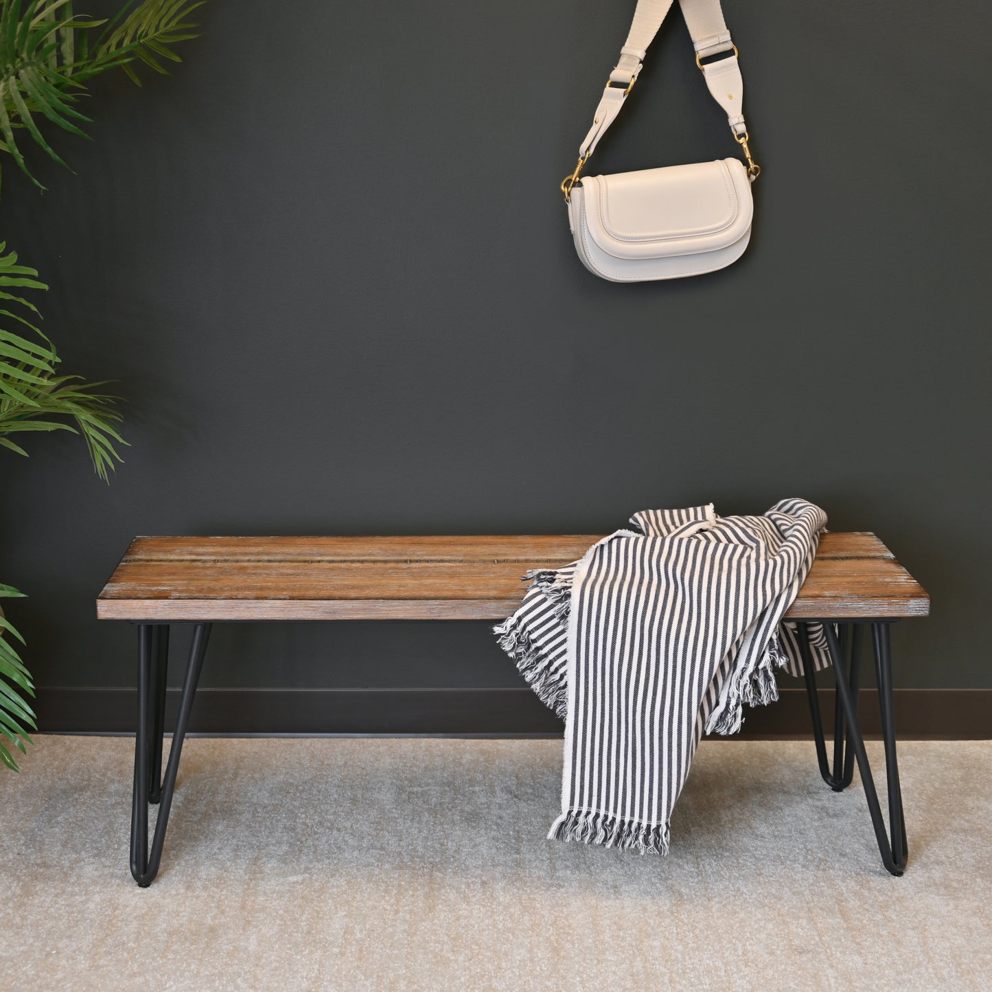 Rustic Dark Pine Dining Bench