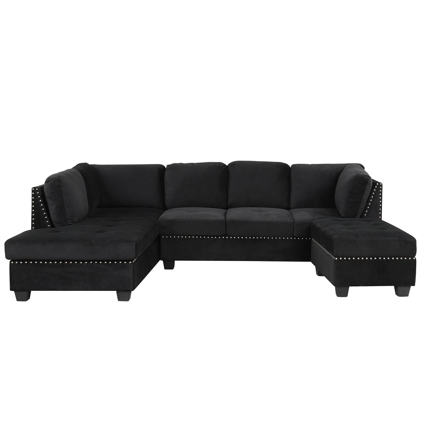 Chic Reversible Sectional Sofa with Storage Ottoman