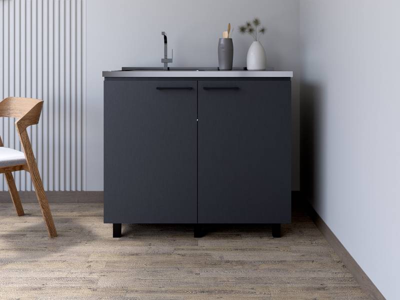 Burwood Black Utility Sink Cabinet