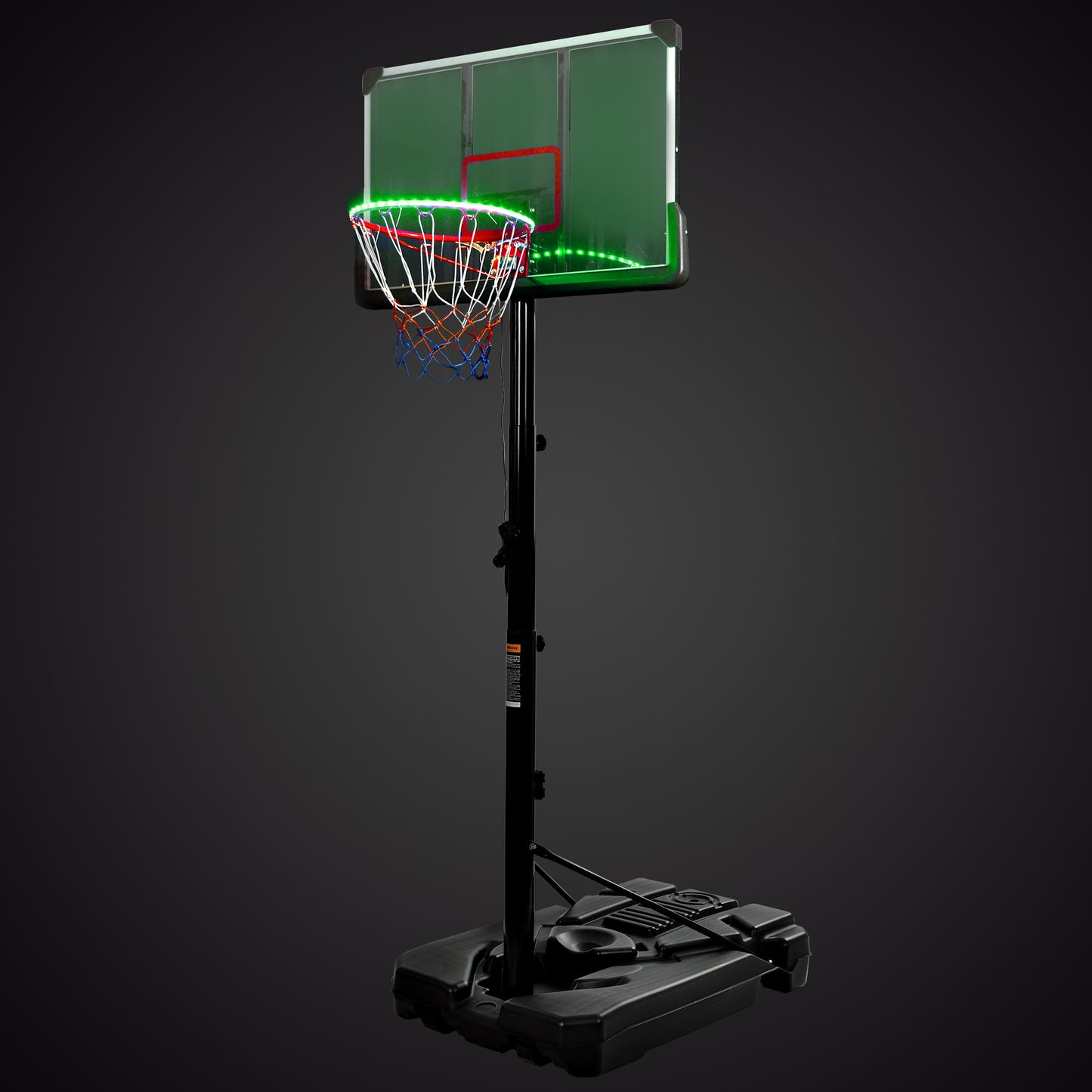 Glow Hoops: Adjustable Portable Basketball System for Nighttime Fun!