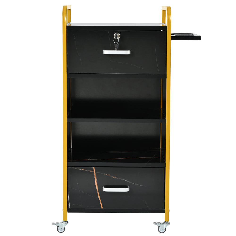 Sleek Salon Organizer with Hair Dryer Holders and Drawers