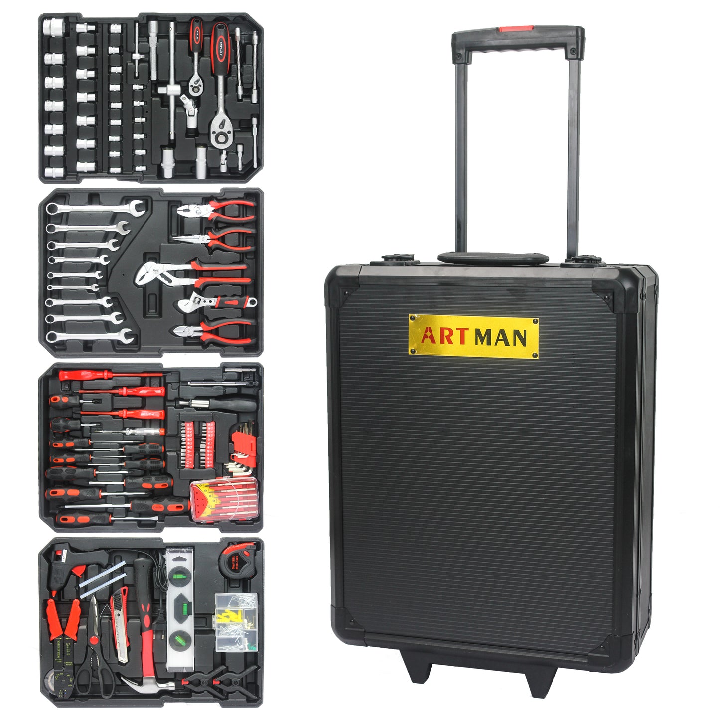 Rolling Black Tool Box with Multi-Layer Storage