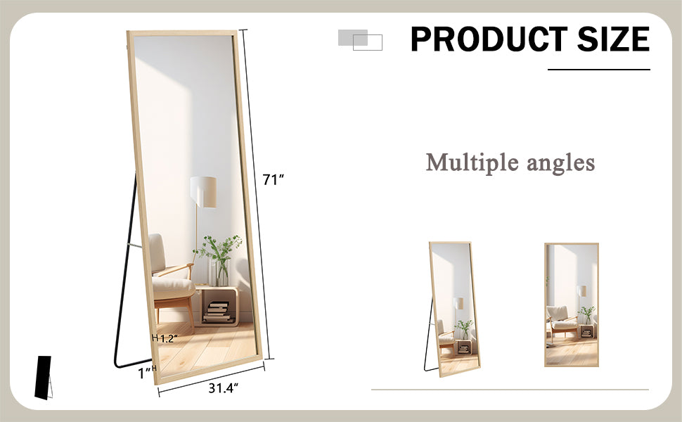 Elegant Full-Length Solid Wood Mirror