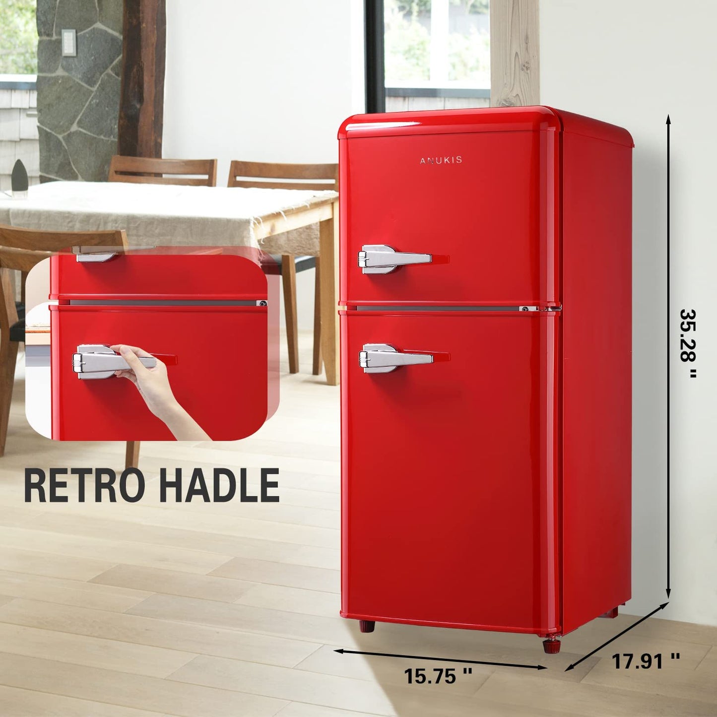 Chic Red Mini Fridge with Freezer – Perfect for Any Space!