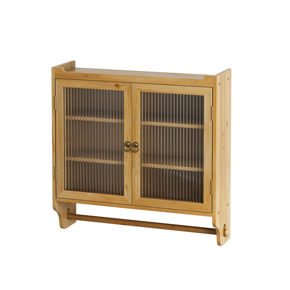 Chic Vintage Glass Wall Cabinet with Towel Holder