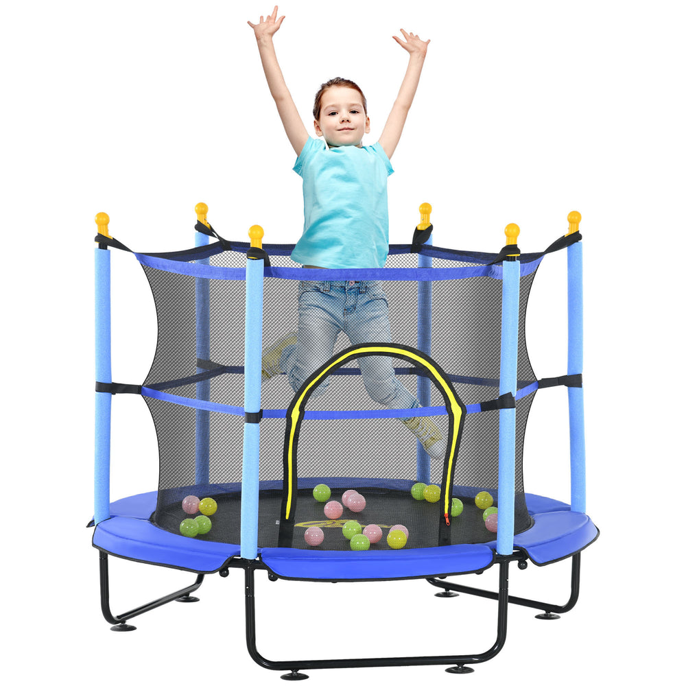 Bounce & Play Trampoline with Safety Enclosure and Ball Pit for Kids