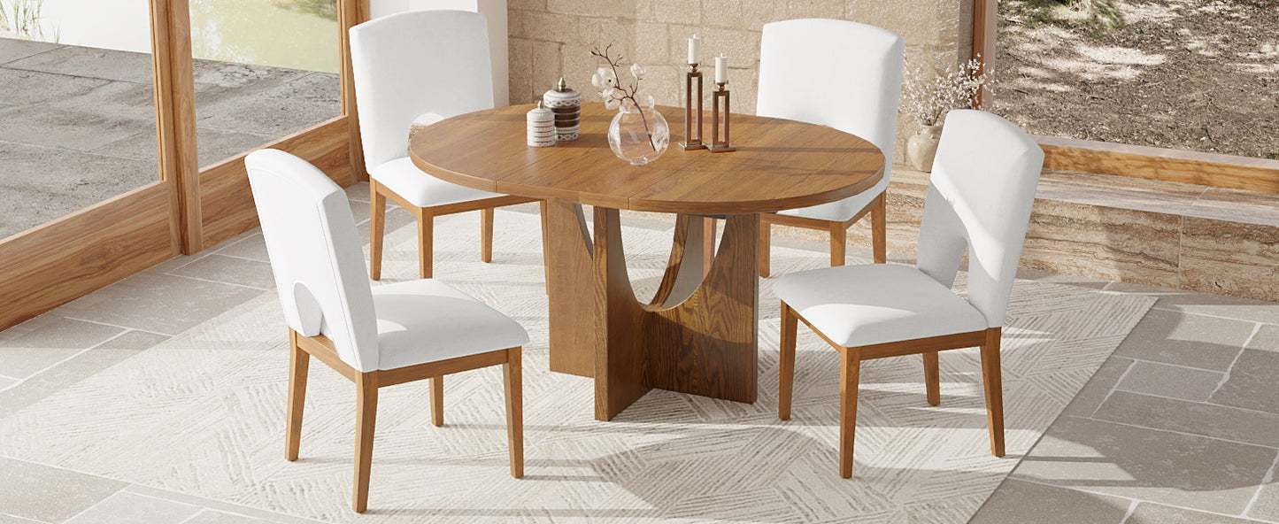 Cozy Walnut Dining Set with Extendable Table