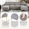 Cozy L-Shaped Sectional Sofa with Movable Ottoman - Light Grey