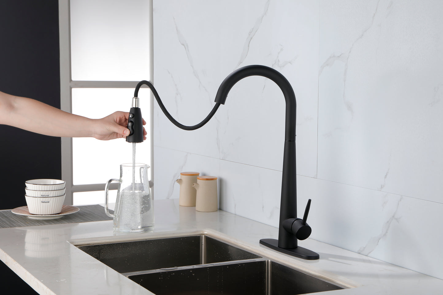 Matte Black Pull Down Kitchen Faucet