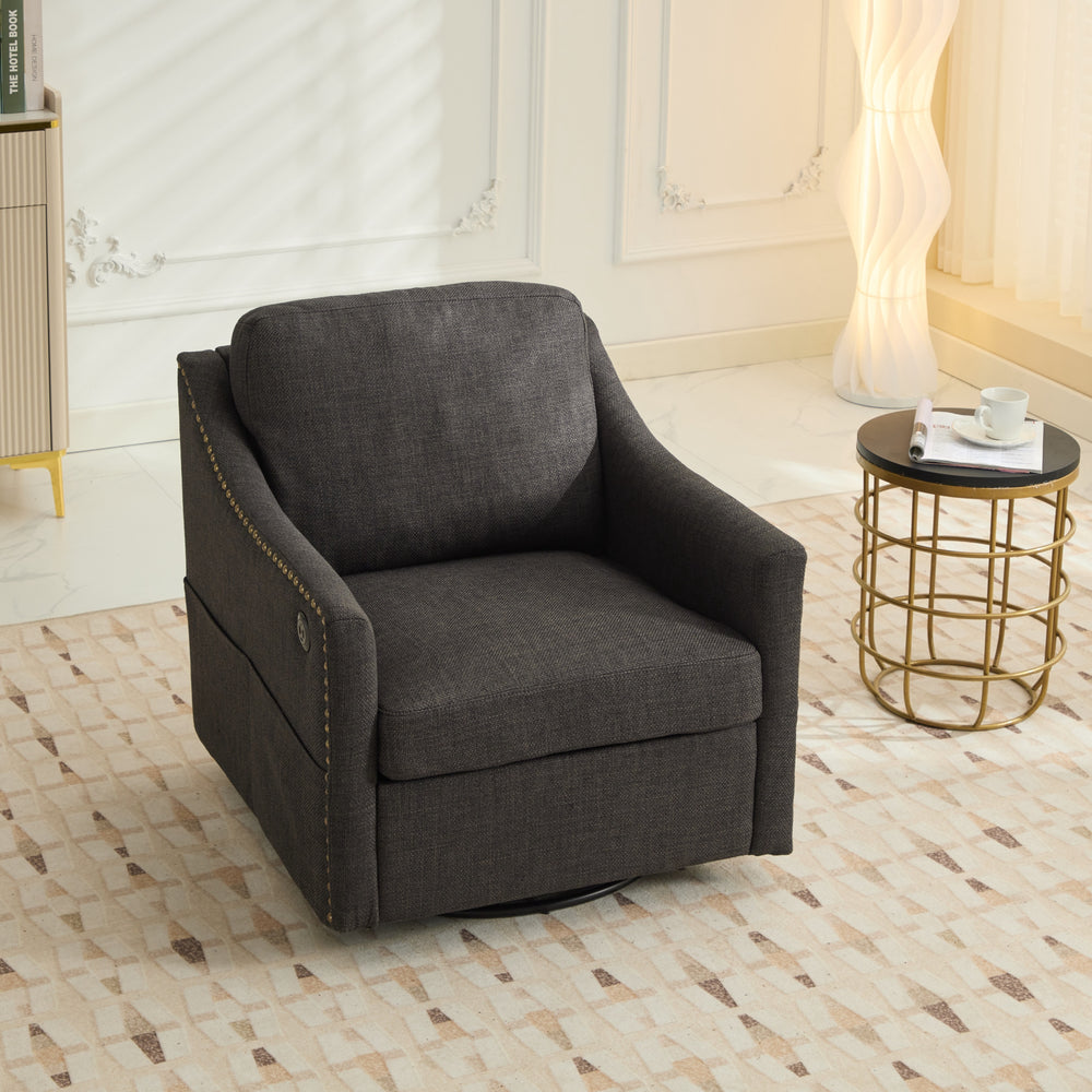 Chic Swivel Accent Chair with USB & Storage