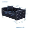 Luxurious Black Velvet Jewel Button Sofa with Pillows