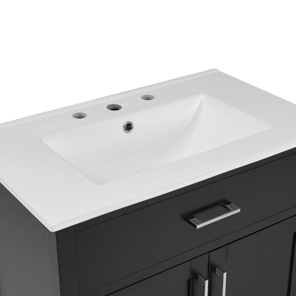 Chic Compact Bathroom Vanity with Ceramic Sink and Smart Storage