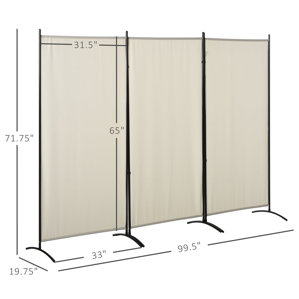 Beige 3-Panel Privacy Screen