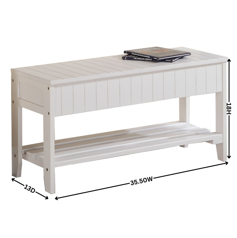 Chic White Wooden Shoe Bench with Storage