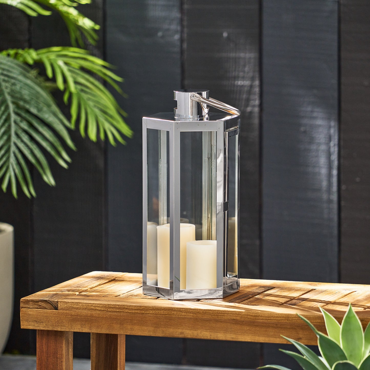 Shimmering Stainless Steel Lantern