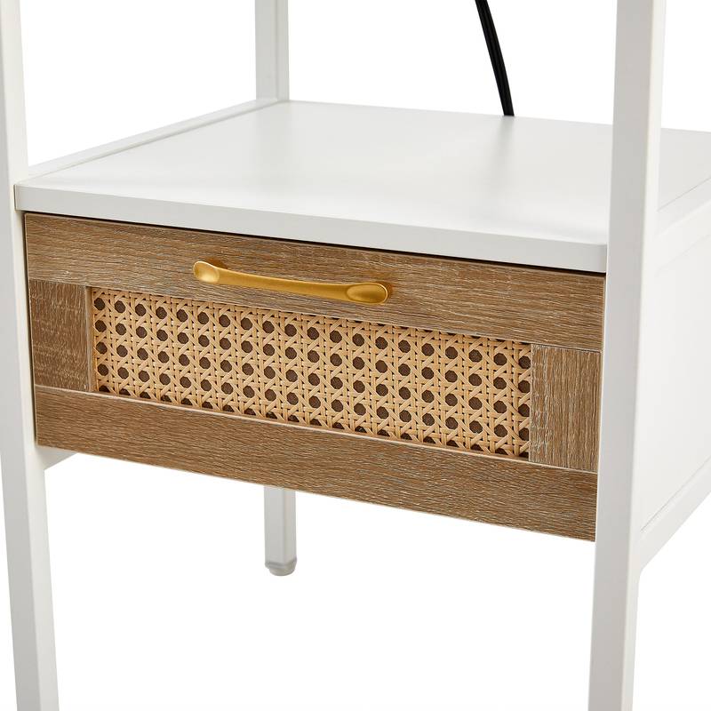 Chic Rattan Side Tables with USB Power and Storage