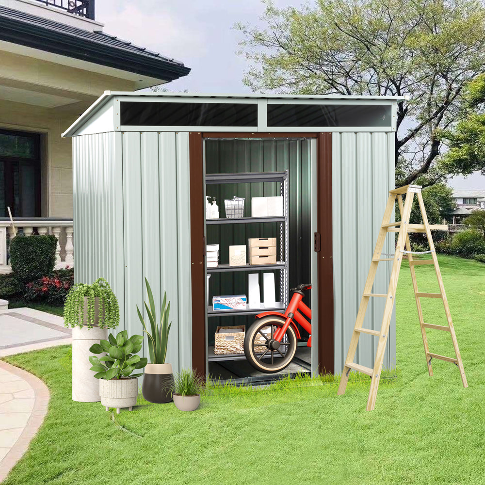 Stylish White Outdoor Storage Shed